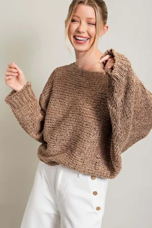 Mocha Loose Fit Knit Top Sweater