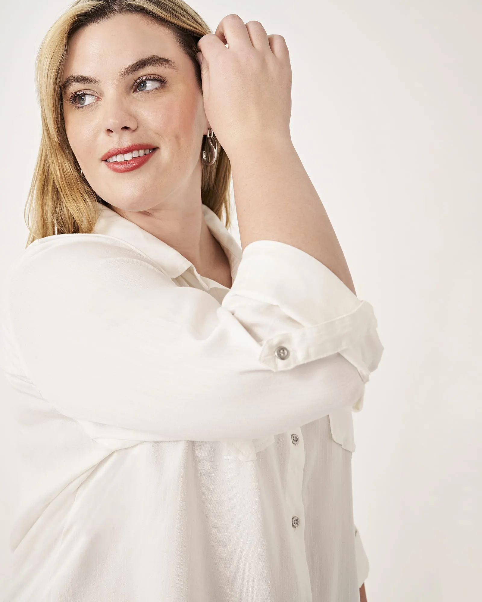 Myla Button-Down Chambray Shirt | White