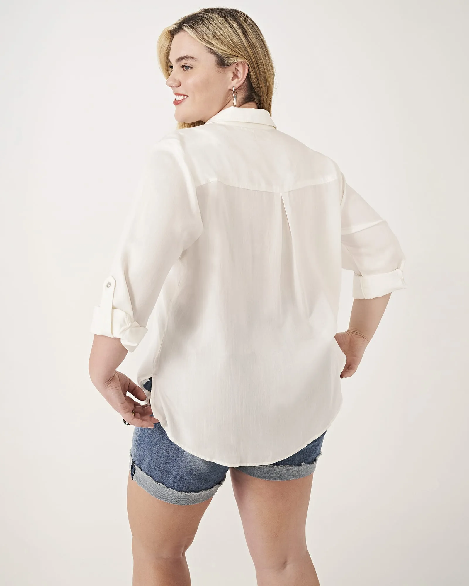 Myla Button-Down Chambray Shirt | White