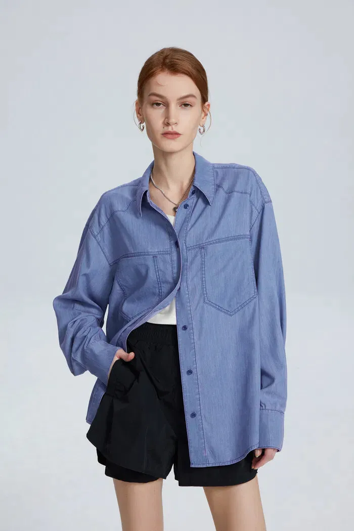 Parker Sun Protective Shirt in UPF50  Tencel Denim