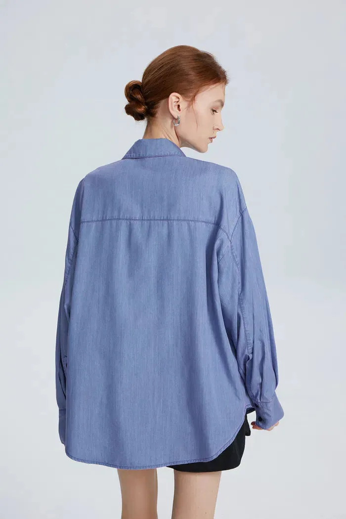 Parker Sun Protective Shirt in UPF50  Tencel Denim
