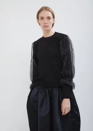 Ponte and Organdy Long Sleeve Top