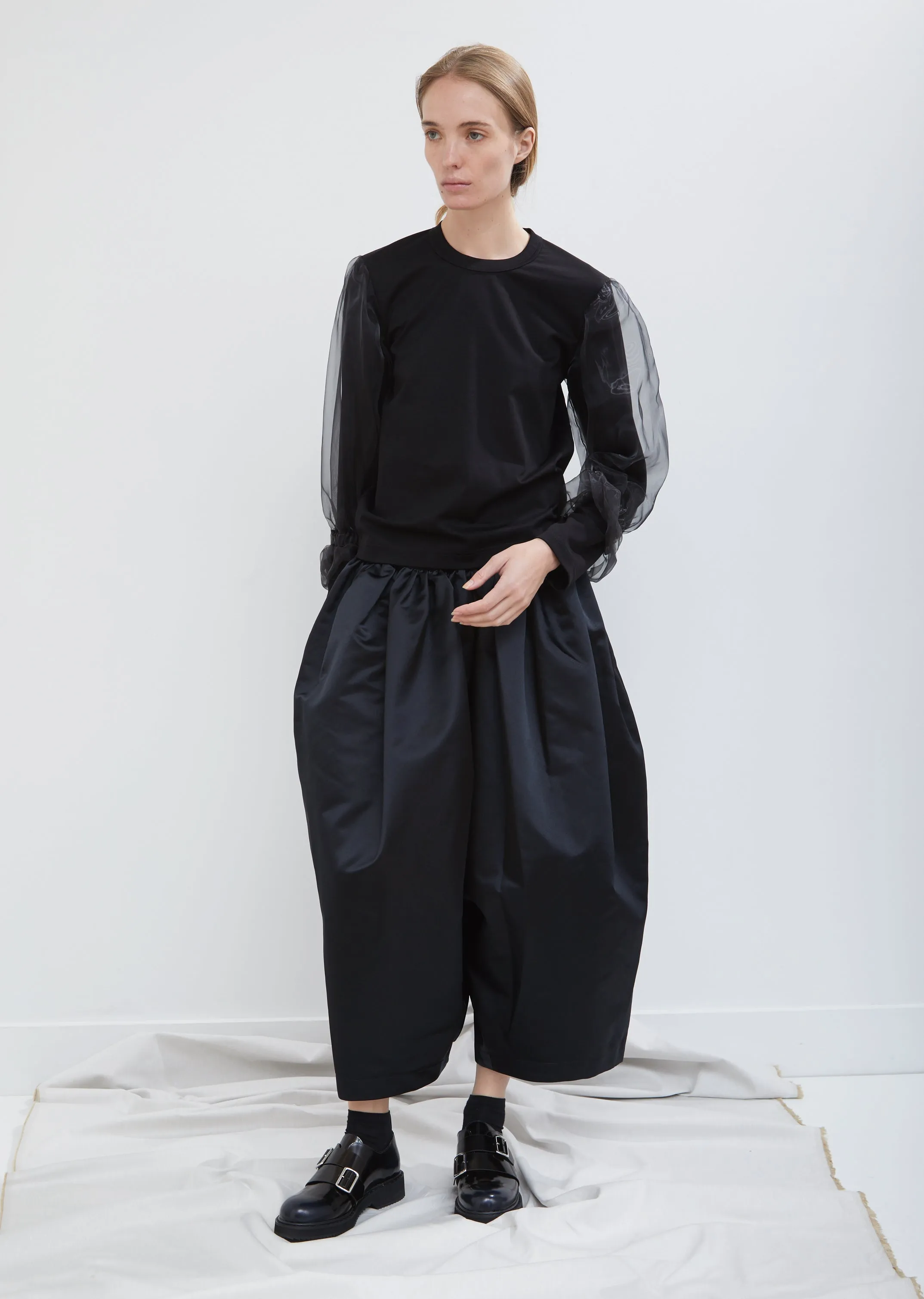 Ponte and Organdy Long Sleeve Top