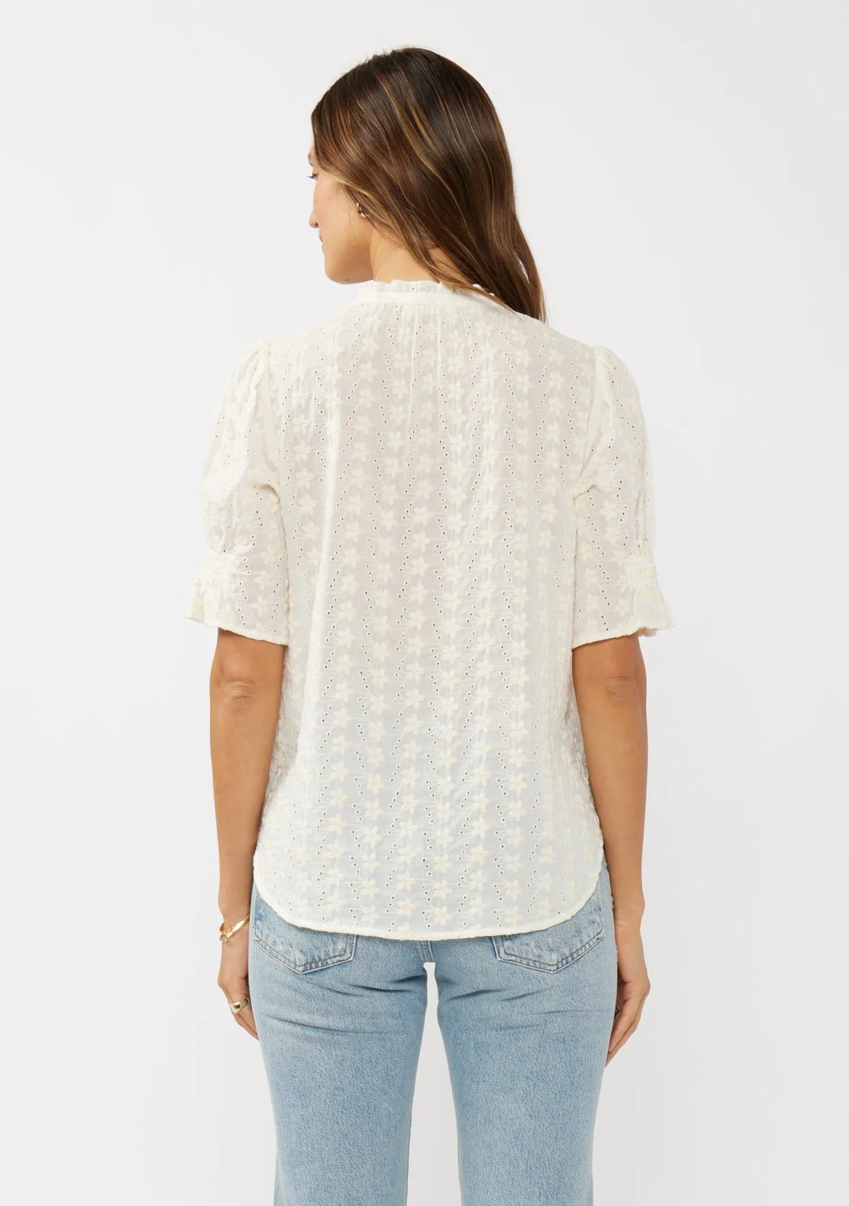 Puff Sleeve Eyelet Blouse
