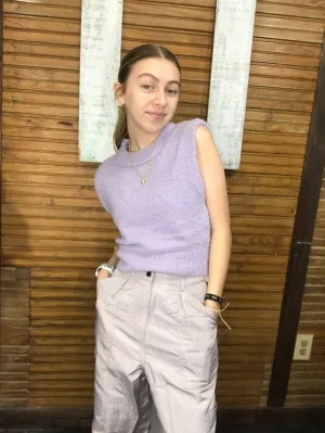 Purple Fuzzy Crop Top
