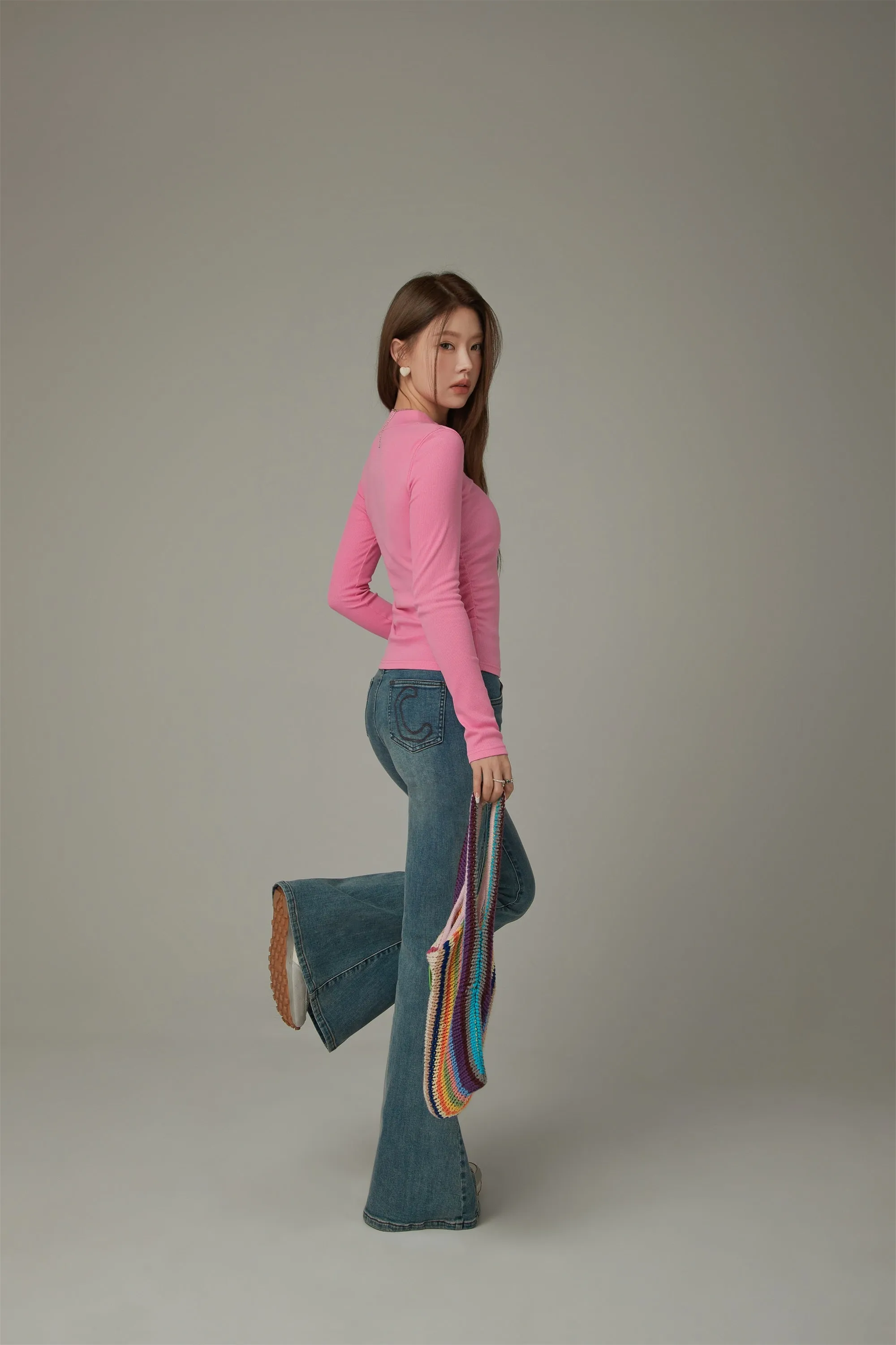 Rainbow Button Slim T-Shirt