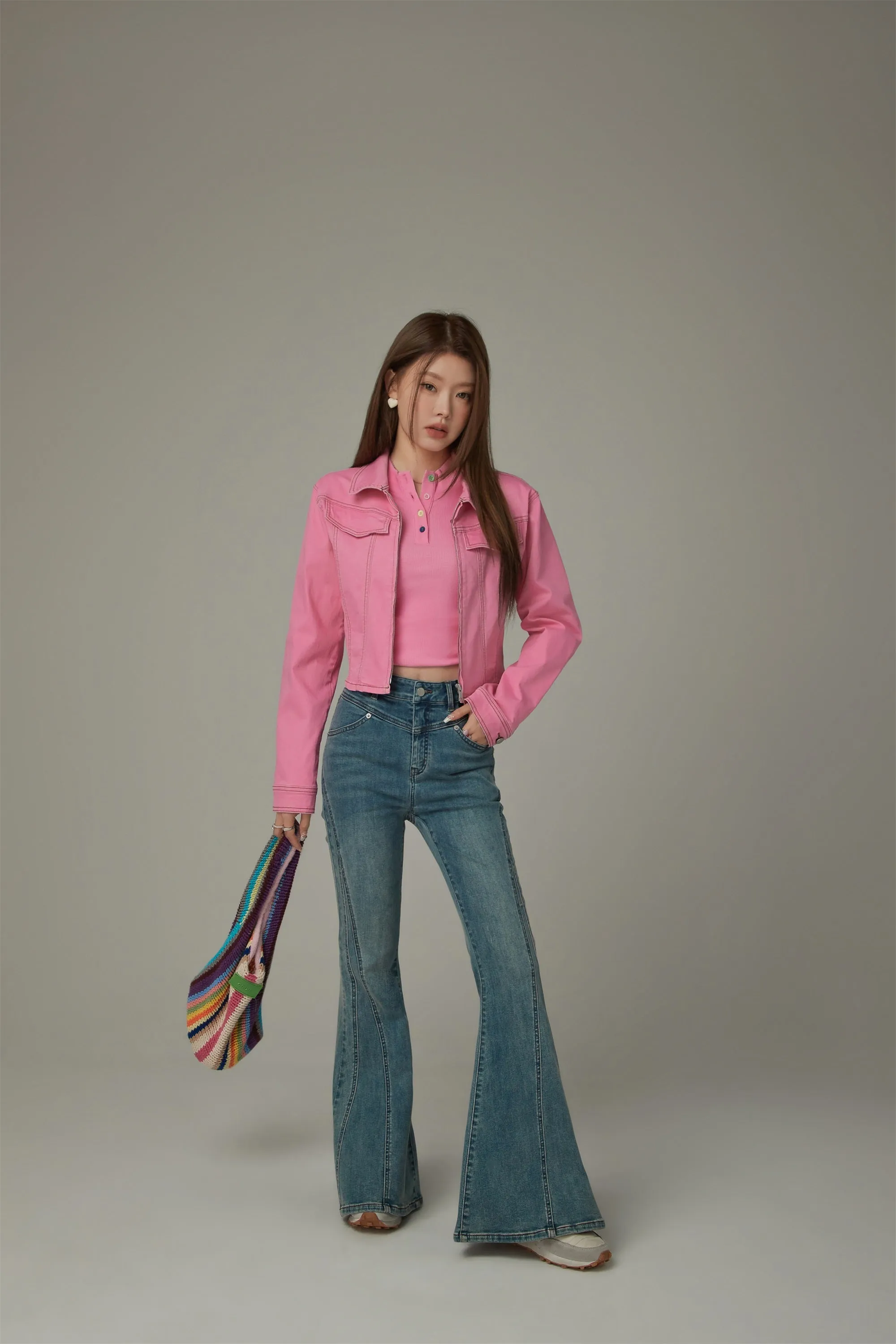 Rainbow Button Slim T-Shirt