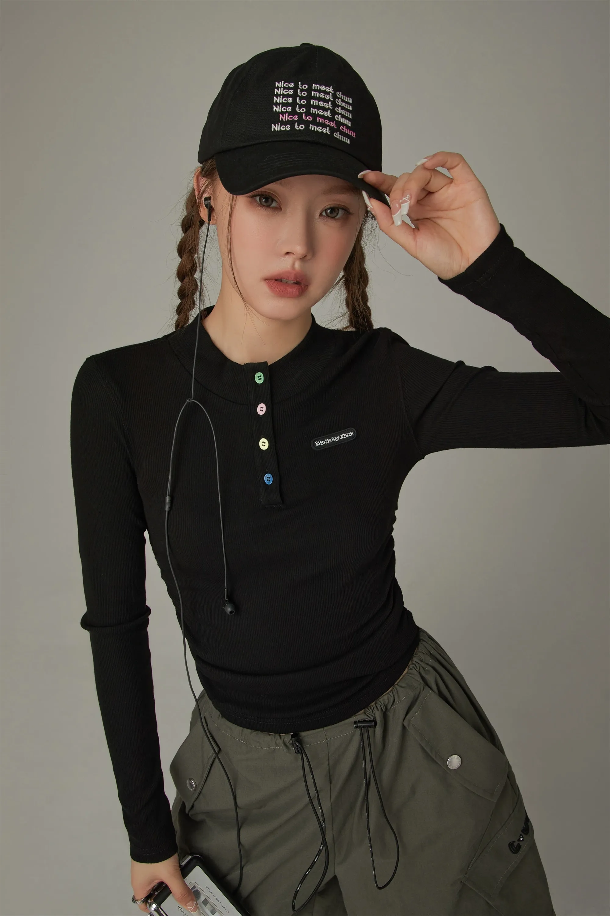 Rainbow Button Slim T-Shirt