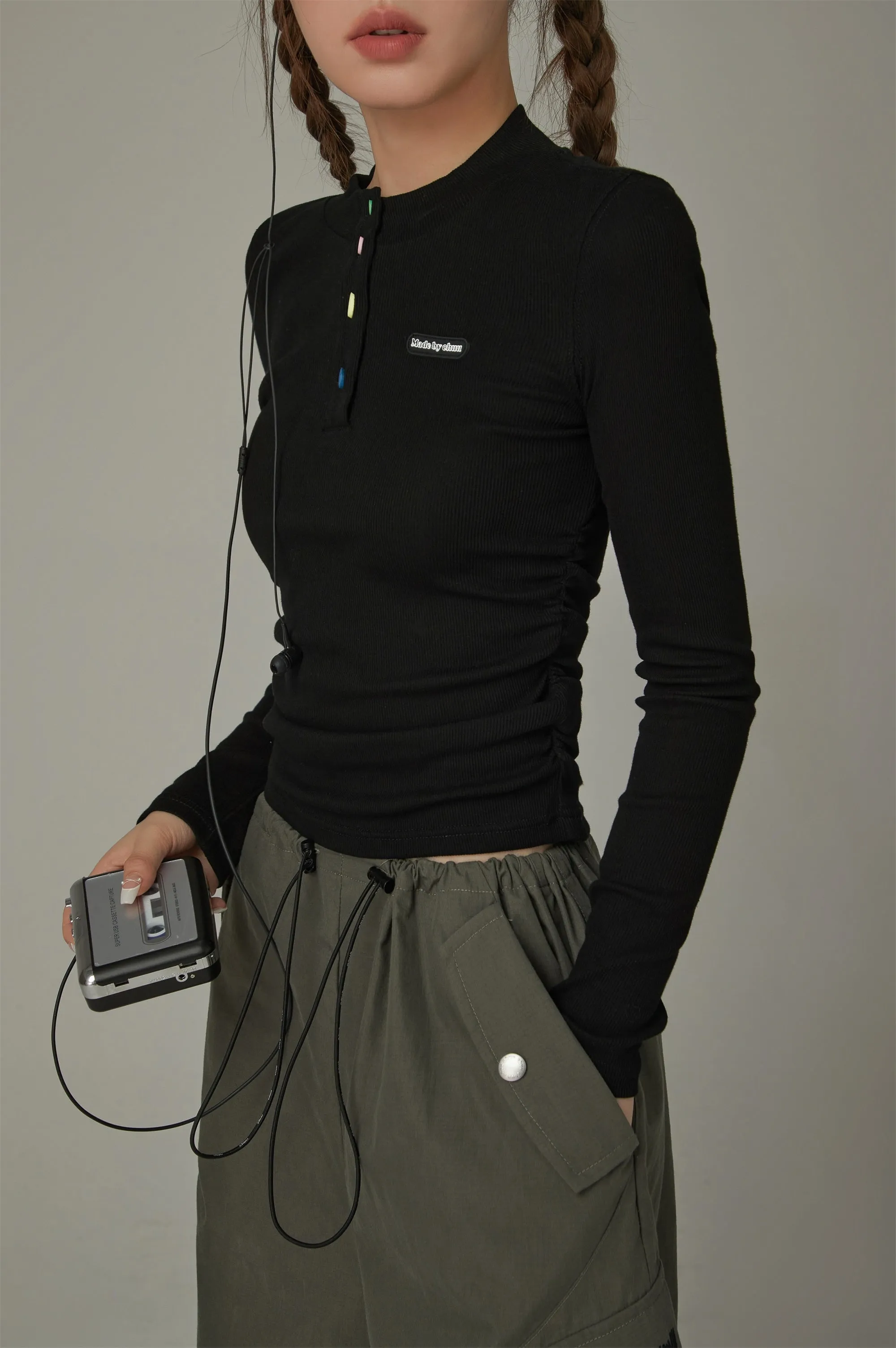 Rainbow Button Slim T-Shirt