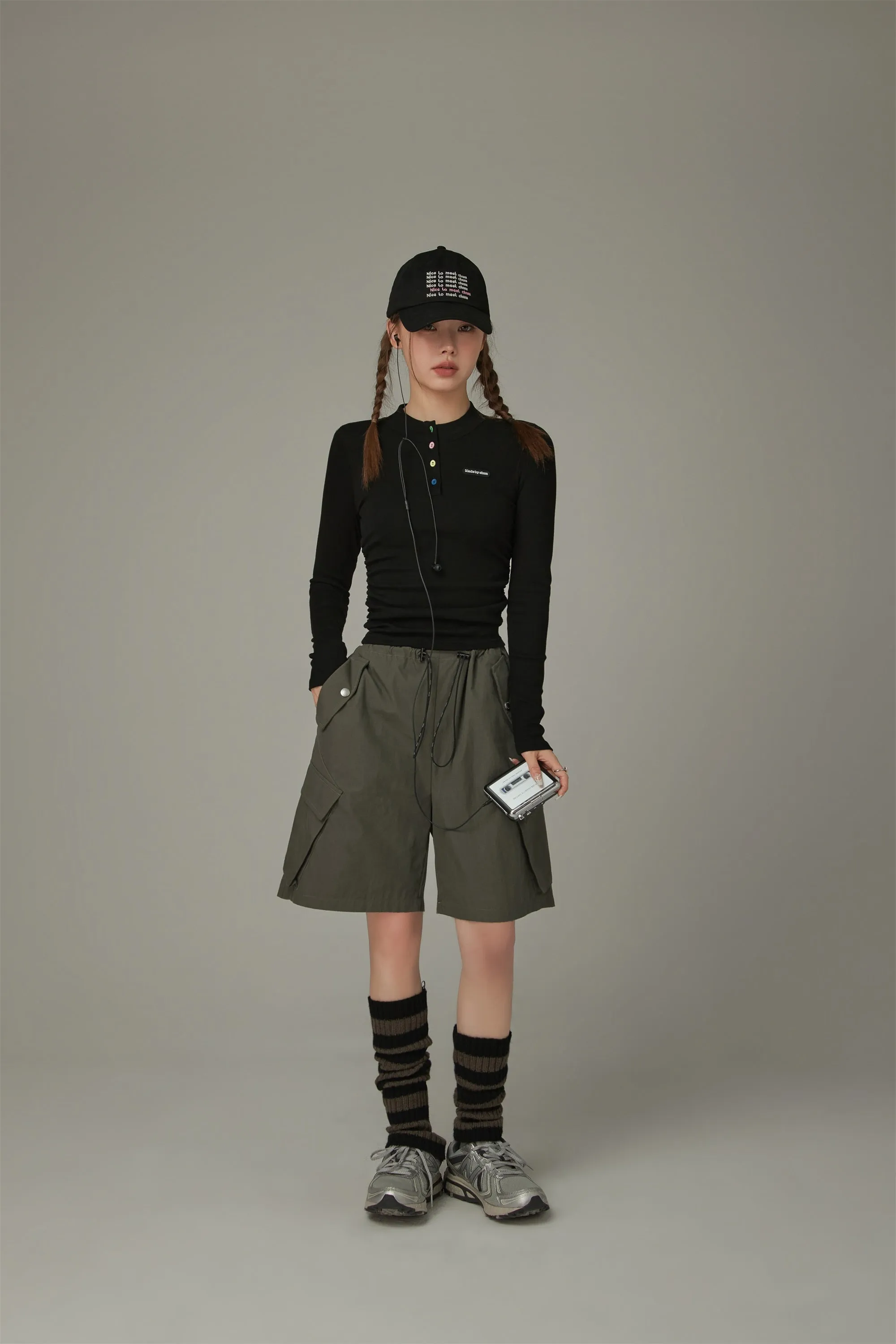 Rainbow Button Slim T-Shirt