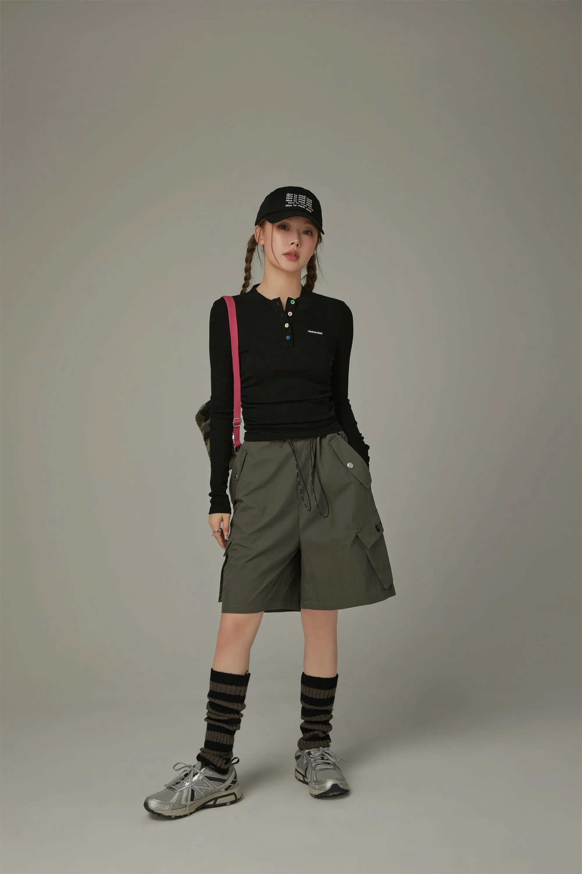Rainbow Button Slim T-Shirt
