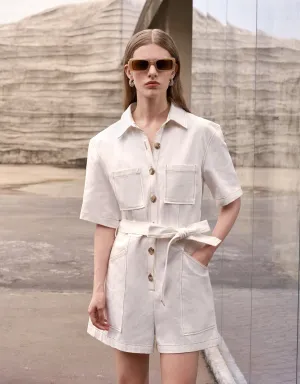 Self-tie Patch Pocket Romper