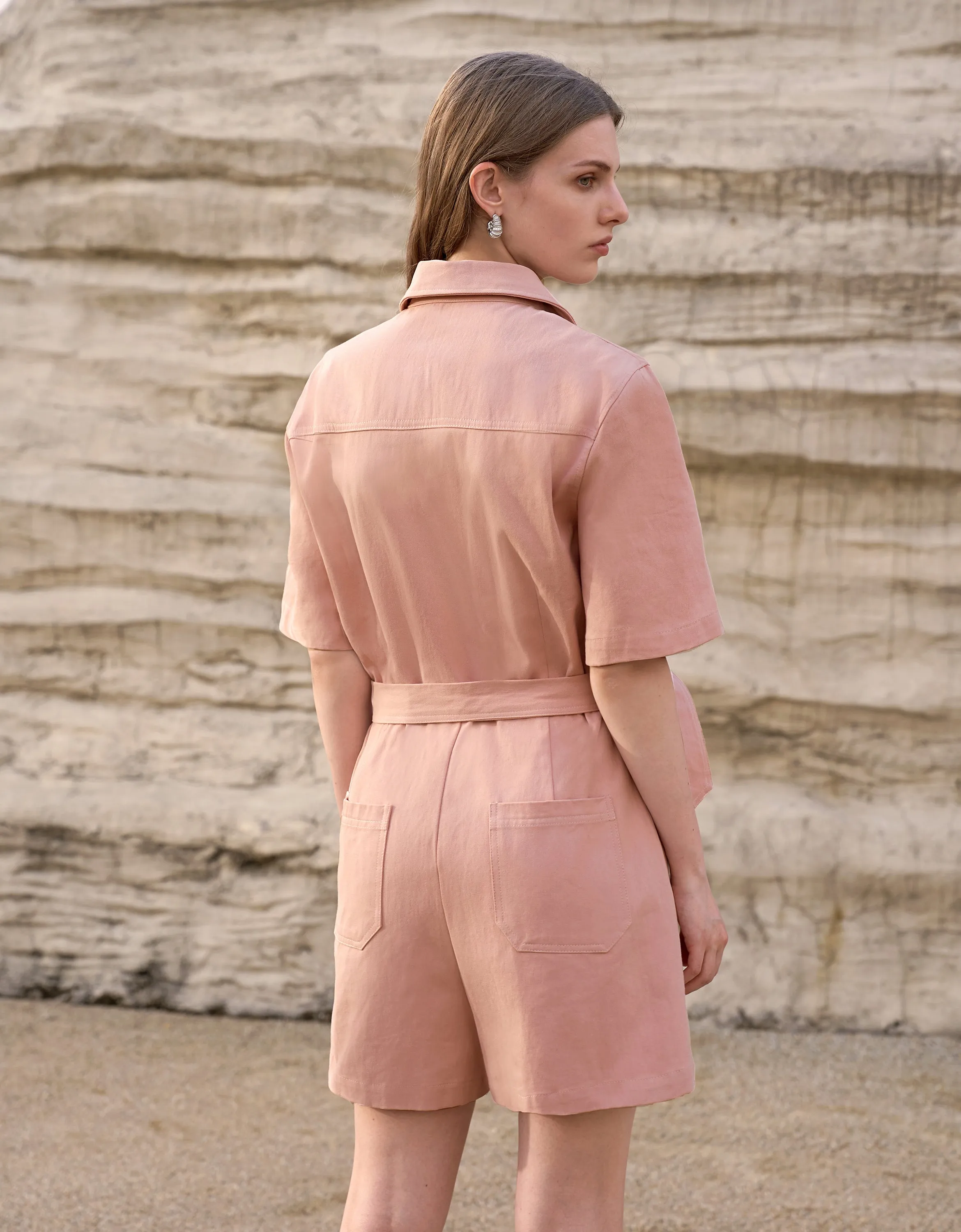 Self-tie Patch Pocket Romper