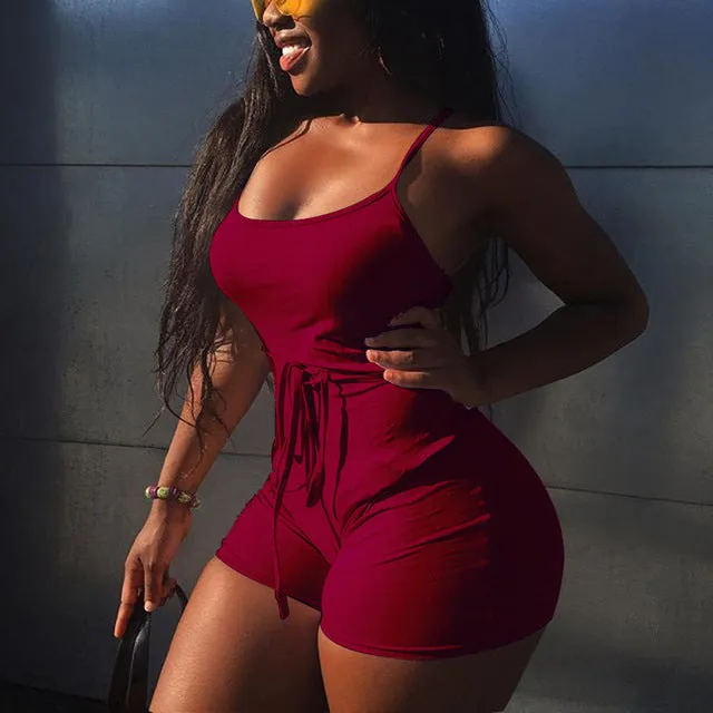 Sexy Women Sleeveless Bodycon Yoga Romper Jumpsuit Club Bodysuit Short Trousers Ladies Summer Strap Rompers Playsuit