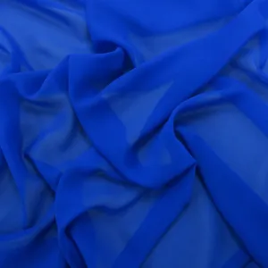 Silk Georgette Chiffon Fabric 54" Royal Blue Solid 10mm 100% Silk