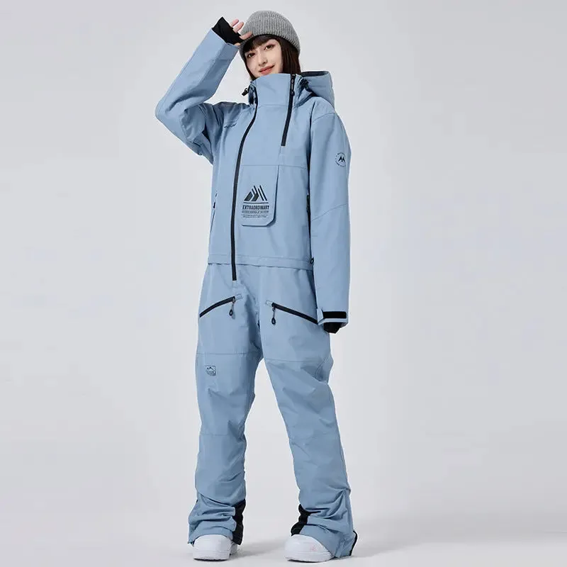 Stand Collar Ski Rompers for Women One-piece Skiwear
