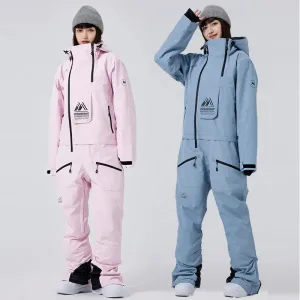 Stand Collar Ski Rompers for Women One-piece Skiwear