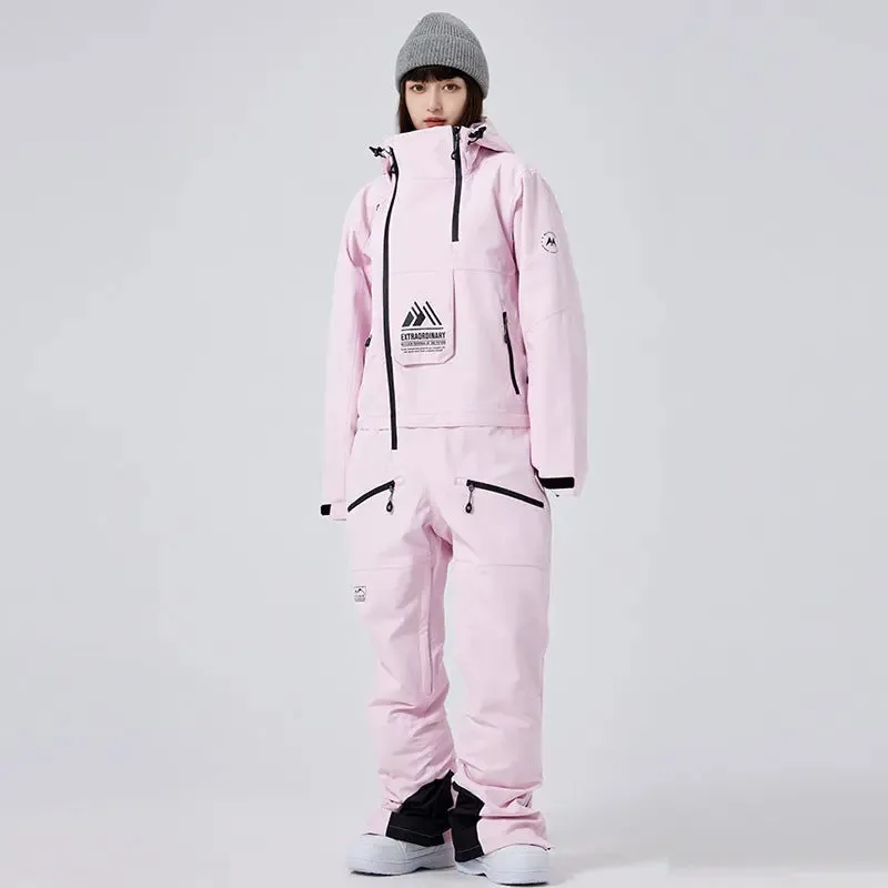 Stand Collar Ski Rompers for Women One-piece Skiwear