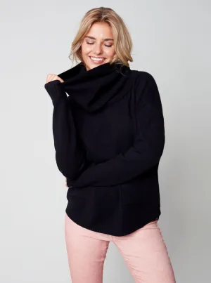 Sweater With Detachable Scarf [Black-C2420]
