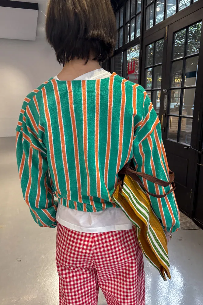 The Tiny Big Sister Towelling Striped Bomber Jacket