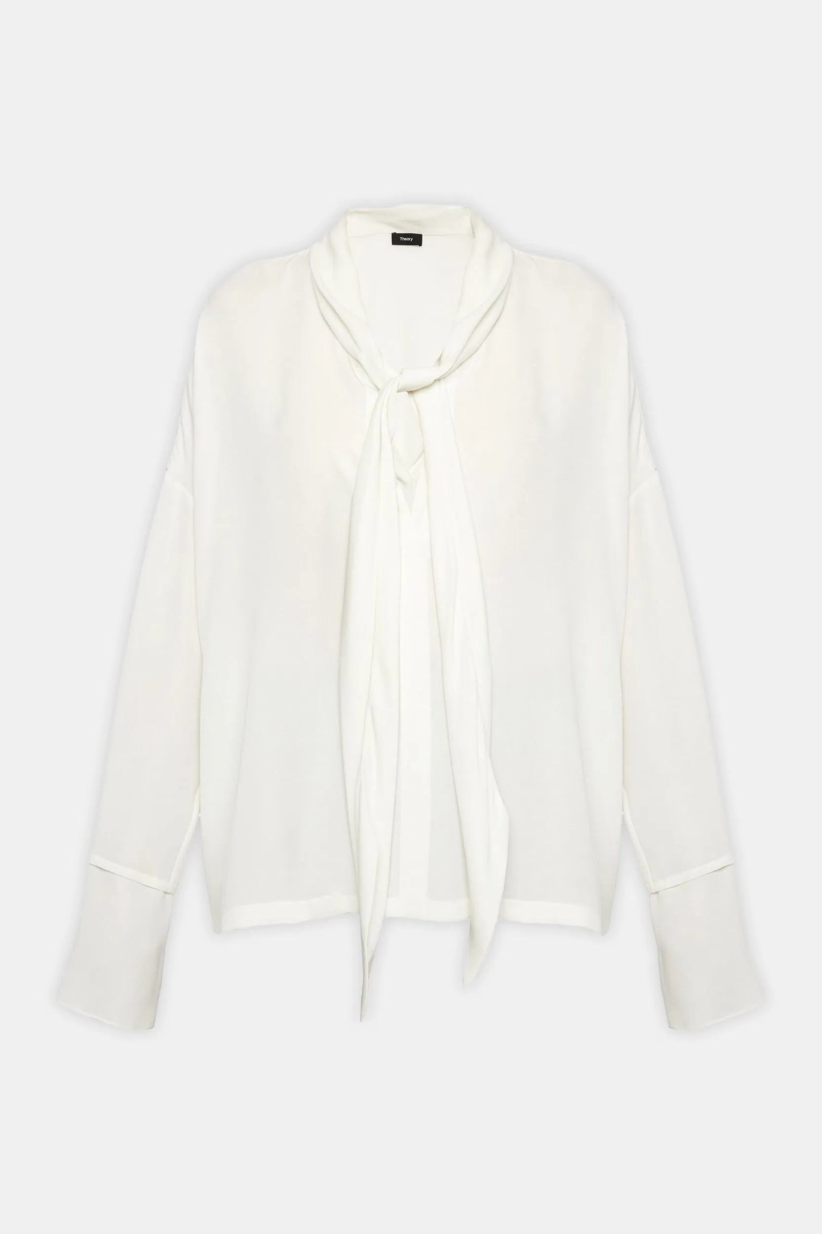 Tie Neck Silk Blouse in Ivory