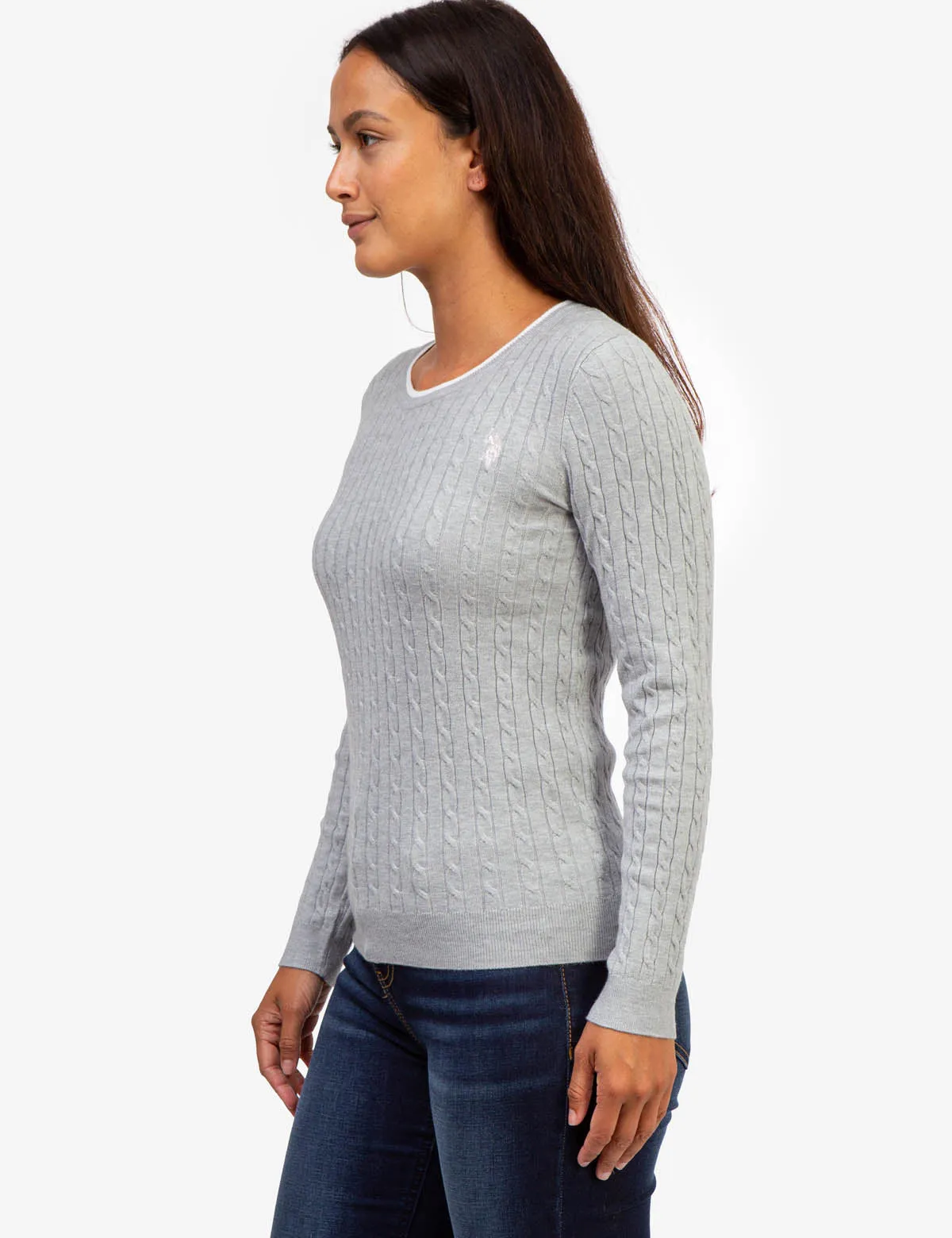 TIPPED SOFT CABLE CREW NECK SWEATER