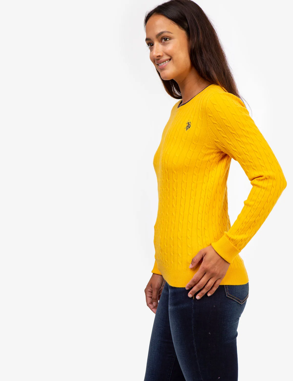 TIPPED SOFT CABLE CREW NECK SWEATER