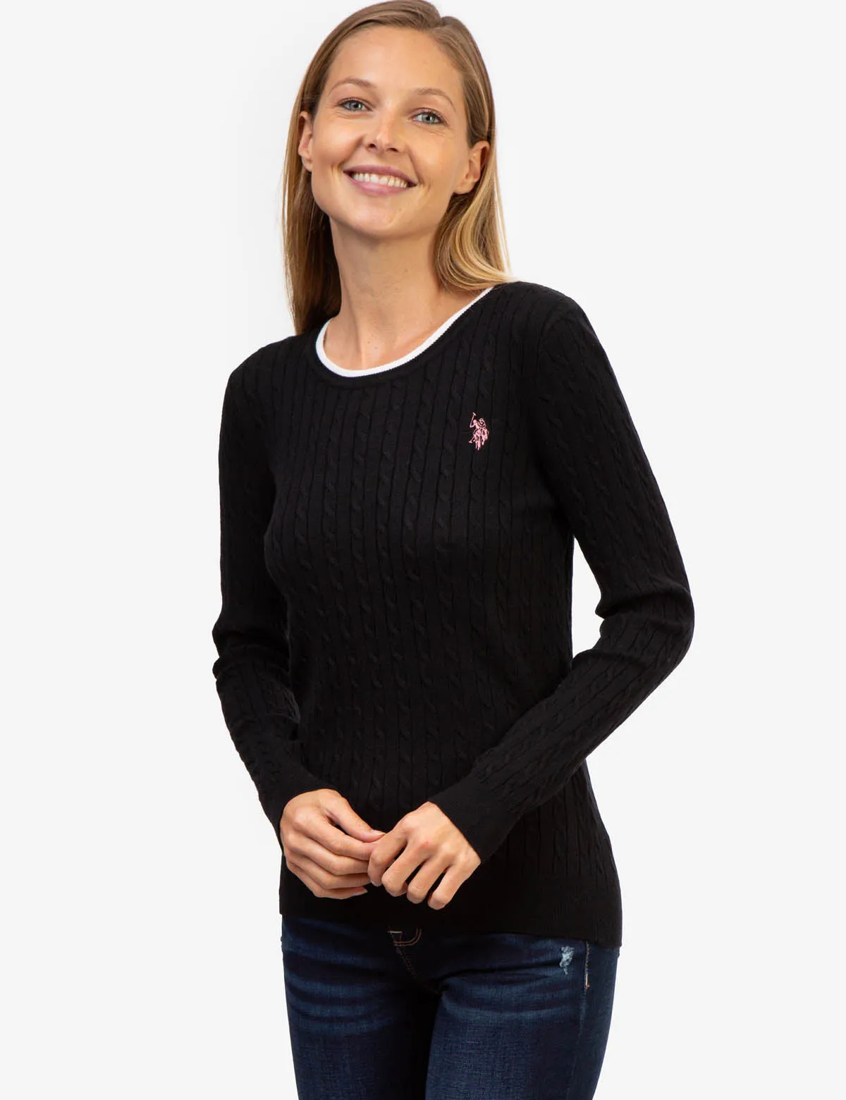 TIPPED SOFT CABLE CREW NECK SWEATER