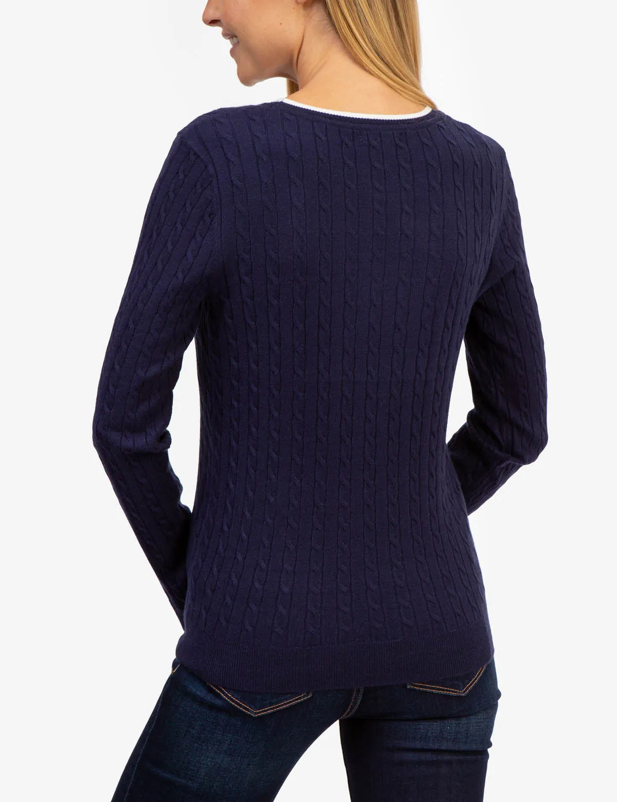 TIPPED SOFT CABLE CREW NECK SWEATER