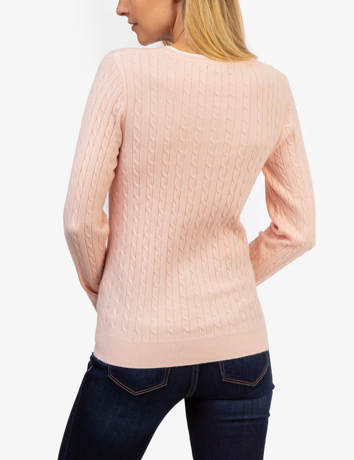 TIPPED SOFT CABLE CREW NECK SWEATER
