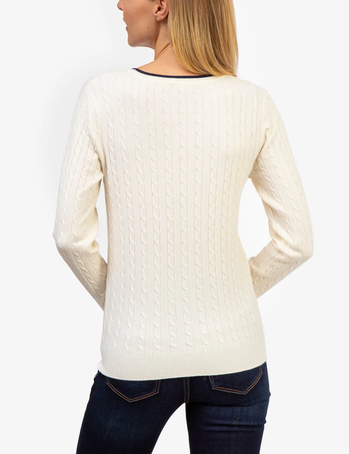TIPPED SOFT CABLE CREW NECK SWEATER