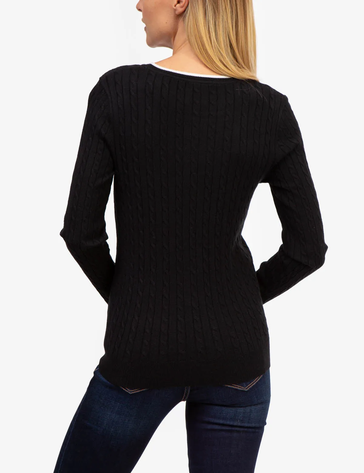 TIPPED SOFT CABLE CREW NECK SWEATER