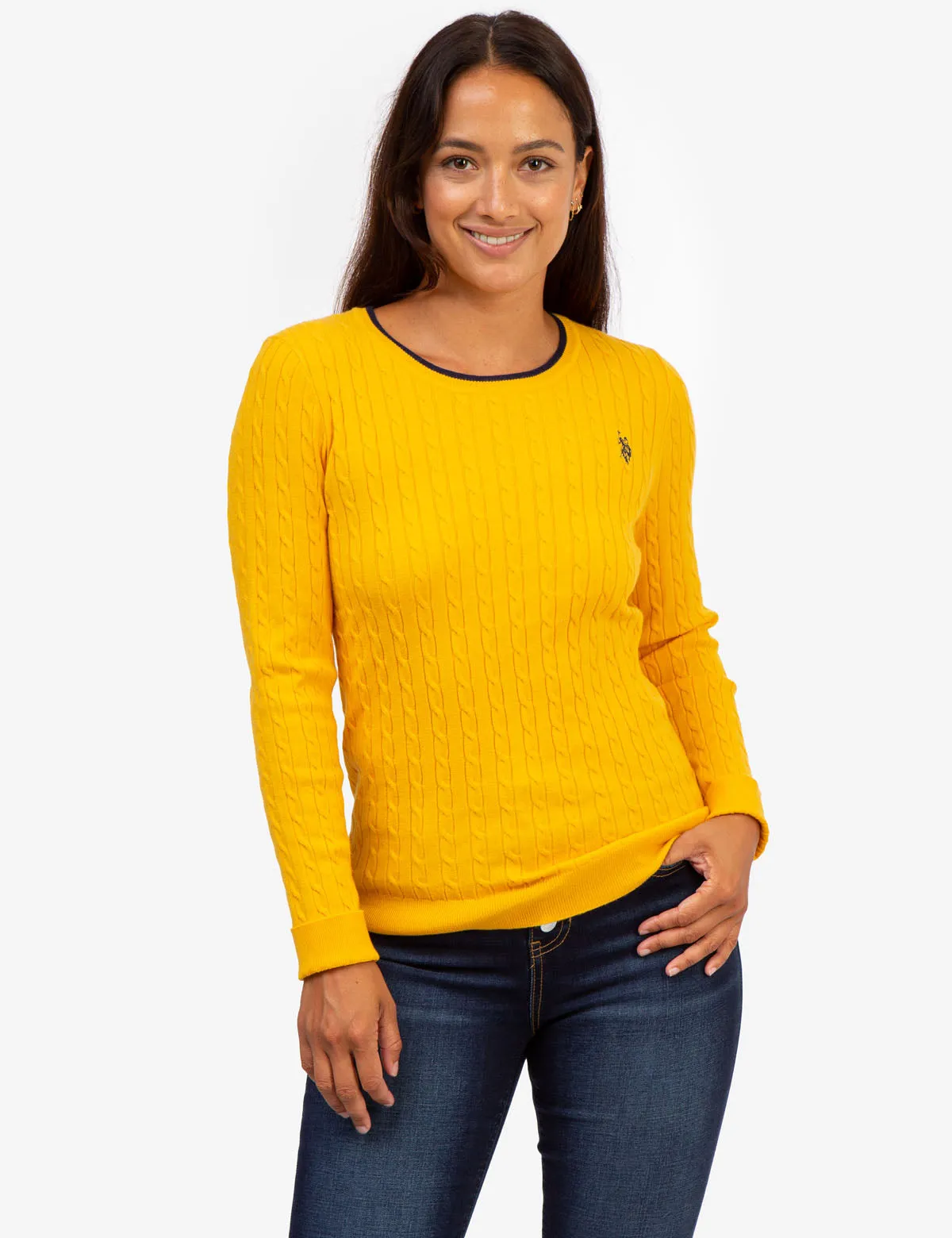 TIPPED SOFT CABLE CREW NECK SWEATER