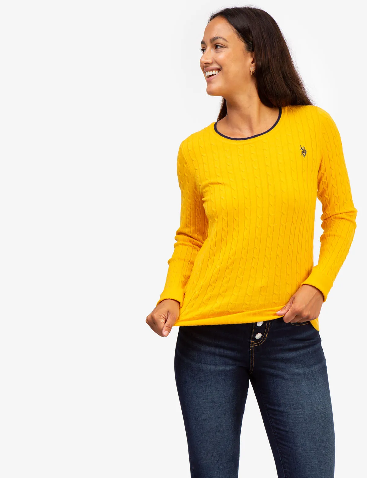 TIPPED SOFT CABLE CREW NECK SWEATER