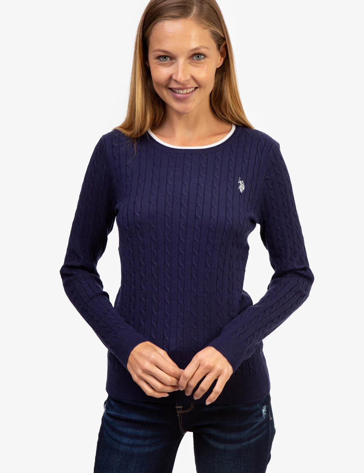 TIPPED SOFT CABLE CREW NECK SWEATER