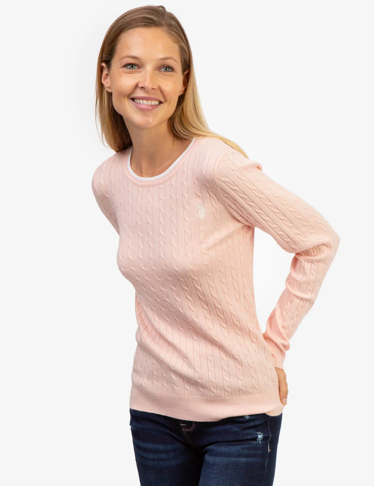 TIPPED SOFT CABLE CREW NECK SWEATER