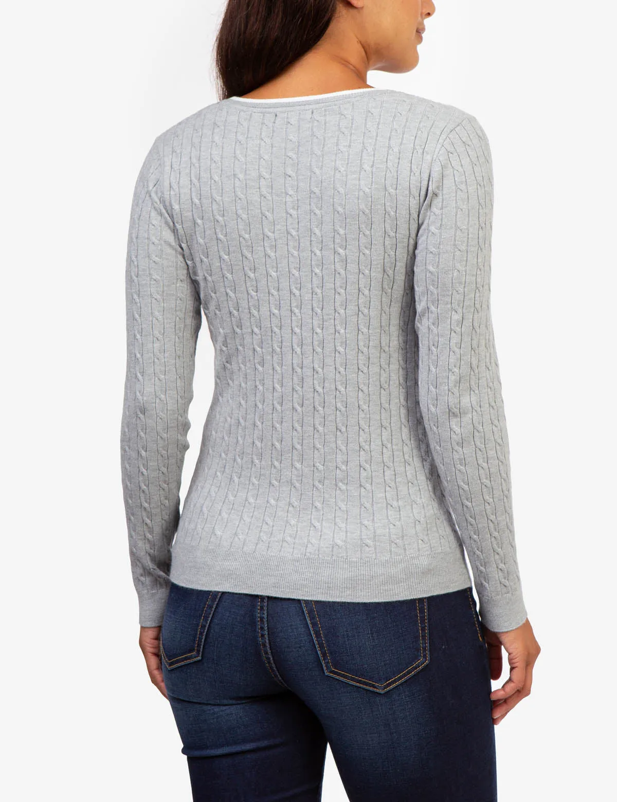 TIPPED SOFT CABLE CREW NECK SWEATER