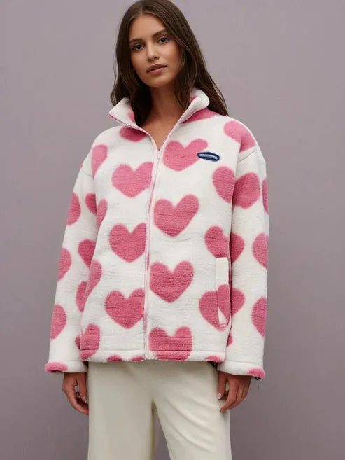 Women Heart Fleece Jacket