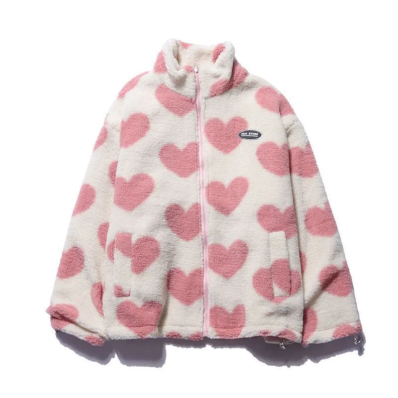 Women Heart Fleece Jacket