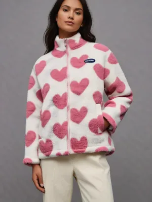 Women Heart Fleece Jacket