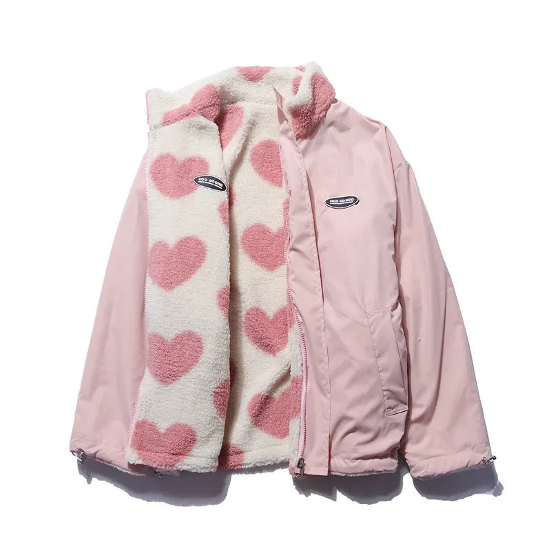 Women Heart Fleece Jacket